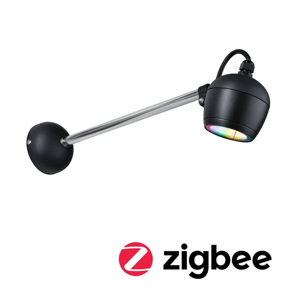 Paulmann LED vägglampa för utomhusbruk Smart Home Zigbee 3.0 Kikolo IP65 90 mm RGBW+ 6,2W 440lm 230V Antracit Plast, Aluminium