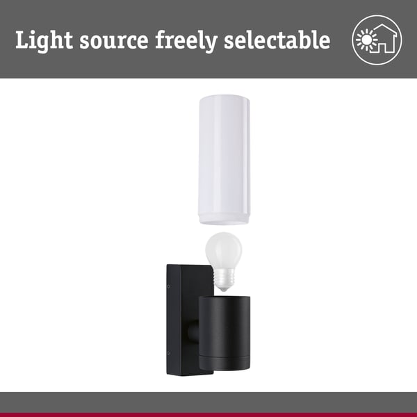 Paulmann Vägglampa för utomhusbruk Tralia IP44 65x250 mm max. 10W 230V Antracit Aluminium