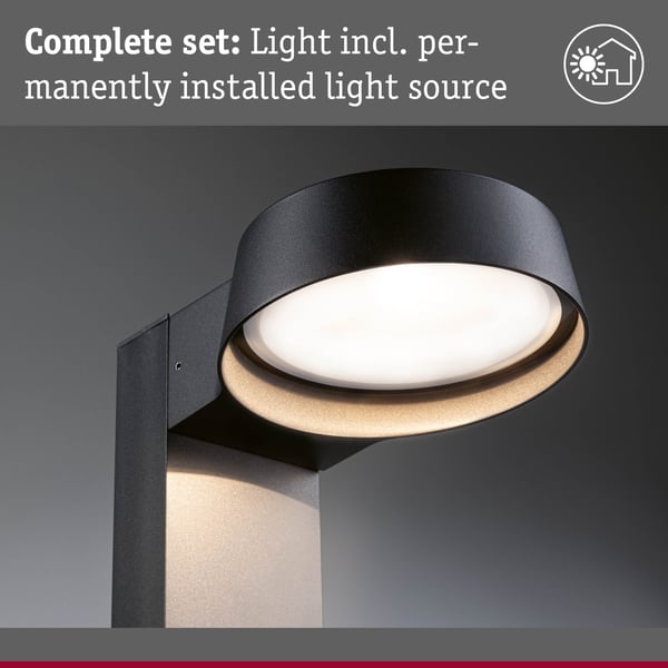 Paulmann LED pollare Capea Grand IP44 650 mm 3000K 11,5W 1050lm 230V 108° Antracit Aluminiumgjutgods