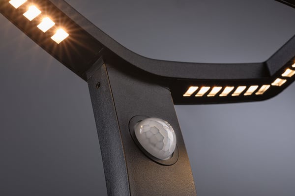 Paulmann LED pollare Smart Home Zigbee 3.0 Alara Skymningsstyrd rörelsedetektor (IR) insektsvänlig IP44 vinkelformad 665 mm 2200 - 3300K 10W 450lm 230V Antracit Metall