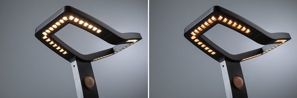 Paulmann LED pollare Smart Home Zigbee 3.0 Alara Skymningsstyrd rörelsedetektor (IR) insektsvänlig IP44 vinkelformad 665 mm 2200 - 3300K 10W 450lm 230V Antracit Metall