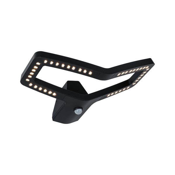 Paulmann LED vägglampa för utomhusbruk Alara Skymningsstyrd rörelsedetektor (IR) IP44 vinkelformad 375x270 mm 3000K 10W 450lm 230V Antracit Metall