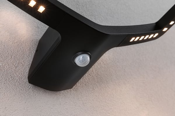 Paulmann LED vägglampa för utomhusbruk Alara Skymningsstyrd rörelsedetektor (IR) IP44 vinkelformad 375x270 mm 3000K 10W 450lm 230V Antracit Metall