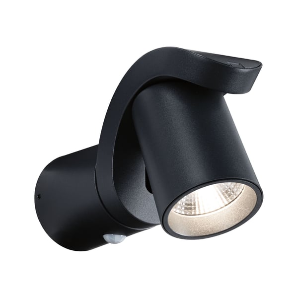 Paulmann LED vägglampa för utomhusbruk Cuff Skymningsstyrd rörelsedetektor (IR) IP44 76x217 mm 3000K 10W 700lm 230V 70° Antracit Aluminium