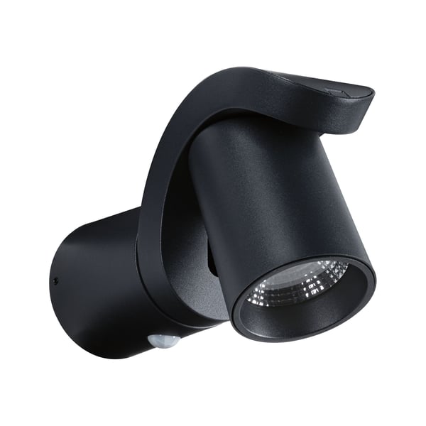 Paulmann LED vägglampa för utomhusbruk Cuff Skymningsstyrd rörelsedetektor (IR) IP44 76x217 mm 3000K 10W 700lm 230V 70° Antracit Aluminium