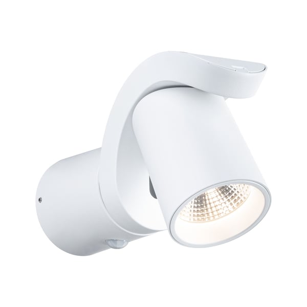 Paulmann LED vägglampa för utomhusbruk Cuff Skymningsstyrd rörelsedetektor (IR) IP44 76x217 mm 3000K 10W 700lm 230V 70° Vit Aluminium