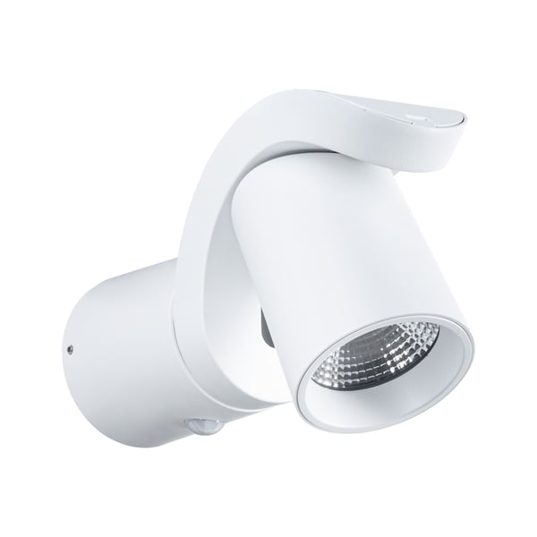 Paulmann LED vägglampa för utomhusbruk Cuff Skymningsstyrd rörelsedetektor (IR) IP44 76x217 mm 3000K 10W 700lm 230V 70° Vit Aluminium
