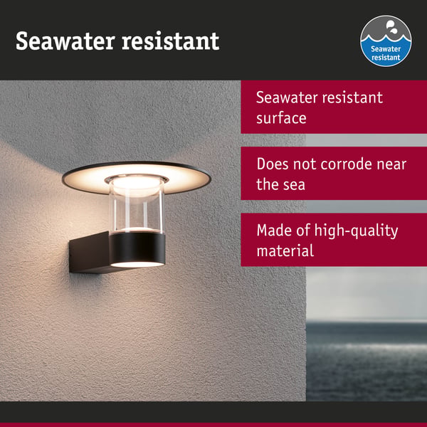 Paulmann LED vägglampa för utomhusbruk Sienna Skymningsstyrd rörelsedetektor (HF) havsvattenbeständig IP44 212 mm 3000K 9W / 3W 500lm / 0lm 230V Antracit Aluminium