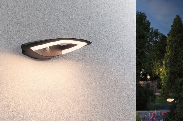 Paulmann LED vägglampa för utomhusbruk Akena Skymningsstyrd rörelsedetektor (IR) IP44 243x254 mm 3000K 11W 800lm 230V Antracit Aluminium