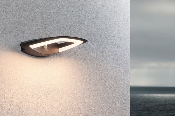 Paulmann LED vägglampa för utomhusbruk Akena Skymningsstyrd rörelsedetektor (IR) IP44 243x254 mm 3000K 11W 800lm 230V Antracit Aluminium