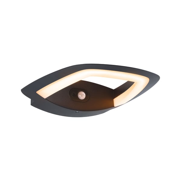 Paulmann LED vägglampa för utomhusbruk Akena Skymningsstyrd rörelsedetektor (IR) insektsvänlig IP44 243x254 mm 2200K 10,8W 800lm 230V Antracit Aluminium
