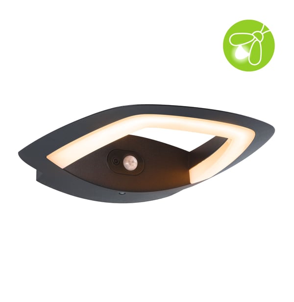 Paulmann LED vägglampa för utomhusbruk Akena Skymningsstyrd rörelsedetektor (IR) insektsvänlig IP44 243x254 mm 2200K 10,8W 800lm 230V Antracit Aluminium