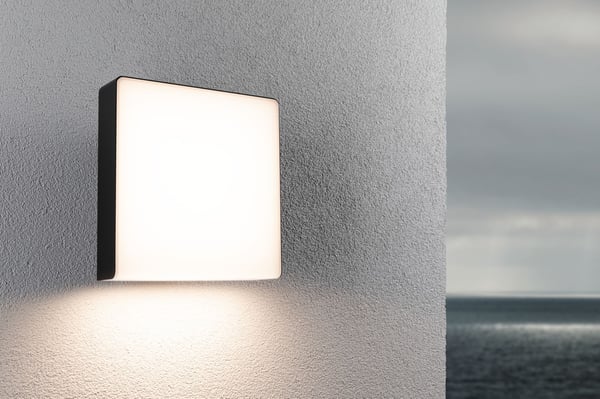 Paulmann LED vägglampa för utomhusbruk Azalena Skymningsstyrd rörelsedetektor (HF) IP44 250x250 mm 3000K 8,5W 700lm 230V Antracit Plast, Aluminium
