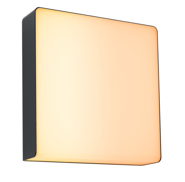 Paulmann LED vägglampa för utomhusbruk Smart Home Zigbee 3.0 Azalena Skymningsstyrd rörelsedetektor (HF) insektsvänlig IP44 250x250 mm Tunable Warm 8,5W 700lm 230V Antracit Plast, Aluminium