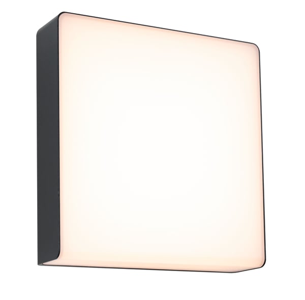 Paulmann LED vägglampa för utomhusbruk Smart Home Zigbee 3.0 Azalena Skymningsstyrd rörelsedetektor (HF) insektsvänlig IP44 250x250 mm Tunable Warm 8,5W 700lm 230V Antracit Plast, Aluminium