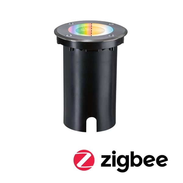 Paulmann LED infälld golvlampa Smart Home Zigbee 3.0 Floor IP67 rund 110 mm RGBW+ 4,9W 300lm 230V Järn borstat Aluminium