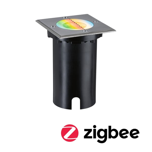 Paulmann LED infälld golvlampa Smart Home Zigbee 3.0 Floor IP67 vinkelformad 110x148 mm RGBW+ 4,9W 300lm 230V Järn borstat Aluminium