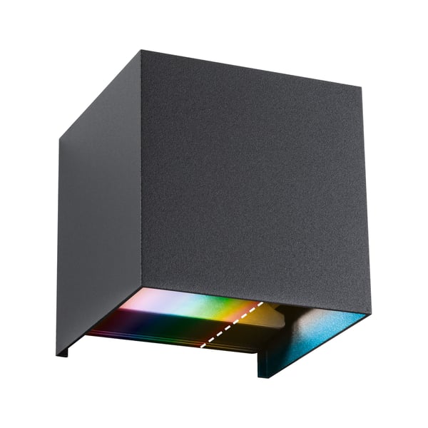 Paulmann LED vägglampa Smart Home Zigbee 3.0 Cybo IP44 vinkelformad 100x100 mm RGBW+ 2x2,5W 2x150lm 230V Antracit Aluminium