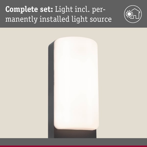 Paulmann LED vägglampa för utomhusbruk Bonnie IP44 93x263 mm 3000K 8,5W 560lm 230V Antracit Aluminium
