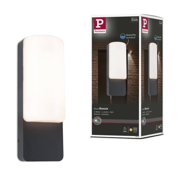 Paulmann LED vägglampa för utomhusbruk Bonnie IP44 93x263 mm 3000K 8,5W 560lm 230V Antracit Aluminium