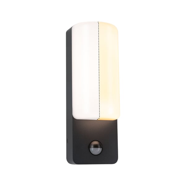 Paulmann LED vägglampa för utomhusbruk Bonnie Skymningsstyrd rörelsedetektor (IR) insektsvänlig och havsvattenbeständig IP44 93x263 mm 2200 - 3000K 8,5W 560lm 230V Antracit Aluminium