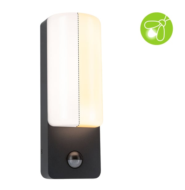 Paulmann LED vägglampa för utomhusbruk Bonnie Skymningsstyrd rörelsedetektor (IR) insektsvänlig och havsvattenbeständig IP44 93x263 mm 2200 - 3000K 8,5W 560lm 230V Antracit Aluminium