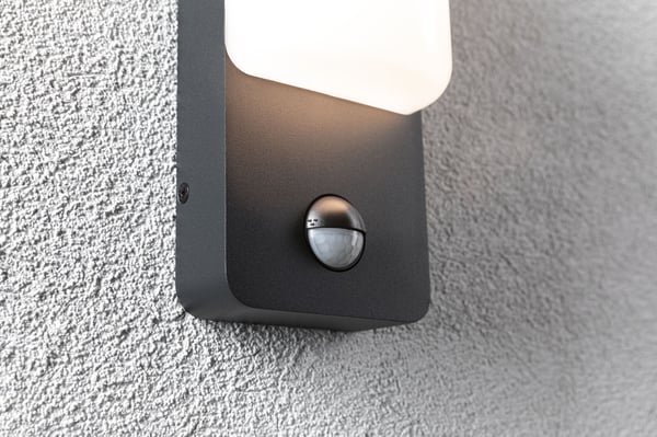Paulmann LED vägglampa för utomhusbruk Bonnie Skymningsstyrd rörelsedetektor (IR) insektsvänlig och havsvattenbeständig IP44 93x263 mm 2200 - 3000K 8,5W 560lm 230V Antracit Aluminium