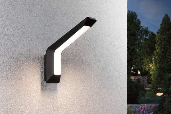 Paulmann LED vägglampa för utomhusbruk Merano Skymningsstyrd rörelsedetektor (HF) IP44 90x328 mm 3000K 14W 950lm 230V Antracit Aluminium