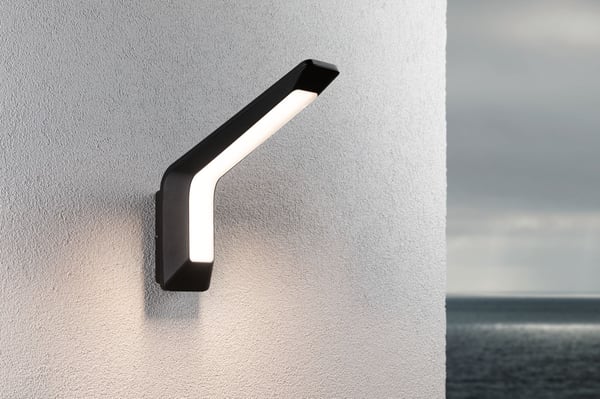 Paulmann LED vägglampa för utomhusbruk Merano Skymningsstyrd rörelsedetektor (HF) IP44 90x328 mm 3000K 14W 950lm 230V Antracit Aluminium