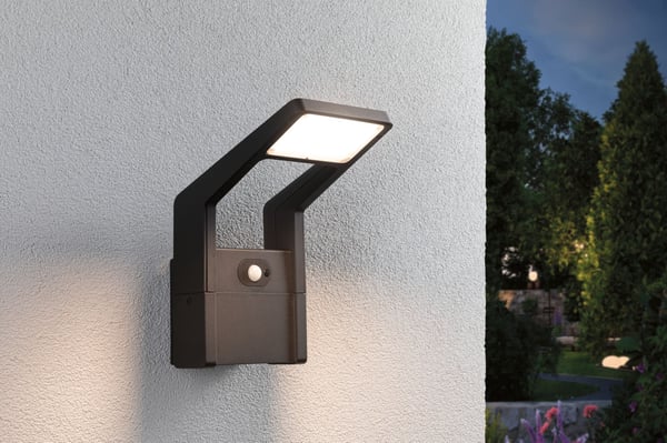 Paulmann LED vägglampa för utomhusbruk Juntea Skymningsstyrd rörelsedetektor (IR) IP44 140x250 mm 3000K 11W 900lm 230V Antracit Aluminium