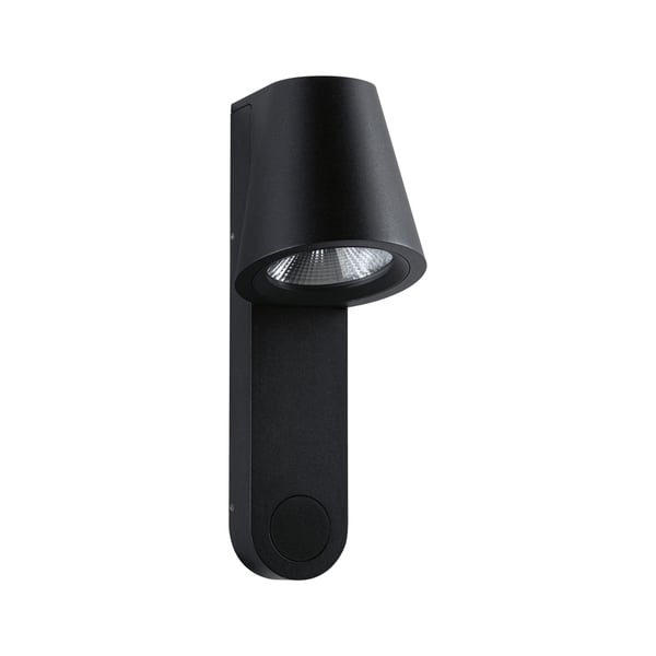 Paulmann LED vägglampa för utomhusbruk Caissa Skymningsstyrd rörelsedetektor (HF) IP44 105x274 mm 3000K 9W 700lm 230V 65° Antracit Aluminium