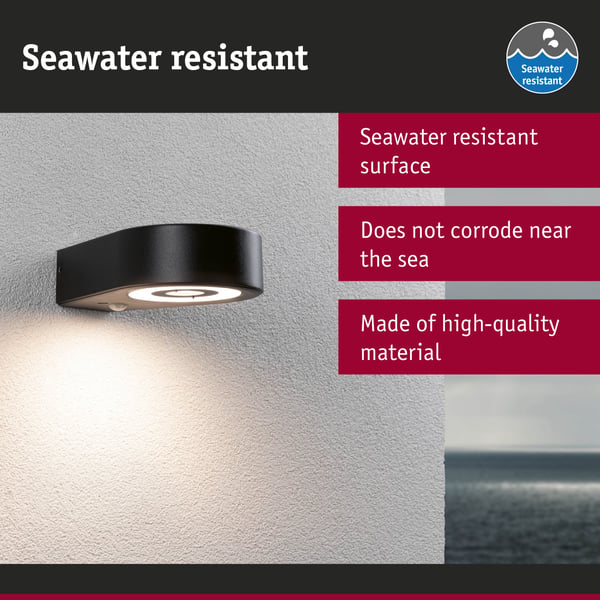 Paulmann LED vägglampa för utomhusbruk Silma Skymningsstyrd rörelsedetektor (IR) IP44 65x186 mm 3000K 5,5W / 0,7W 600lm / 0lm 230V Antracit Aluminium