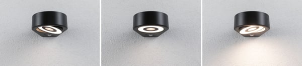 Paulmann LED vägglampa för utomhusbruk Silma Skymningsstyrd rörelsedetektor (IR) IP44 65x186 mm 3000K 5,5W / 0,7W 600lm / 0lm 230V Antracit Aluminium
