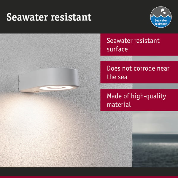 Paulmann LED vägglampa för utomhusbruk Silma Skymningsstyrd rörelsedetektor (IR) IP44 65x186 mm 3000K 5,5W / 0,7W 600lm / 0lm 230V Vit Aluminium