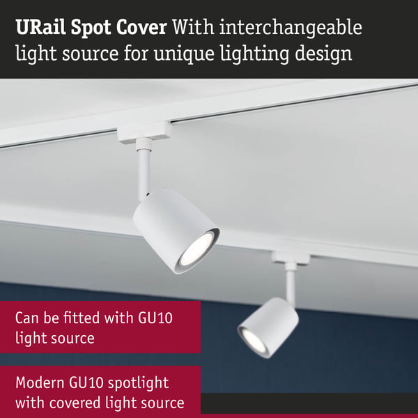 Paulmann URail Spotlight för strömskenor Cover GU10 max. 10W dimbar 230V Signal vit