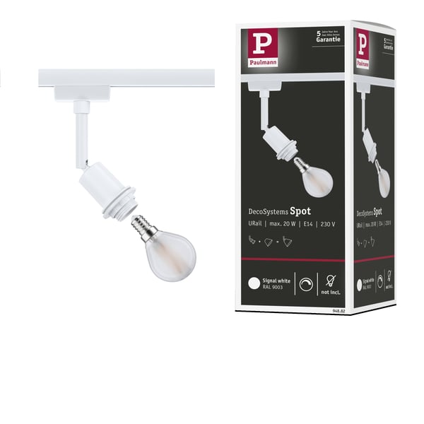 Paulmann URail Spotlight för strömskenor DecoSystems Basic E14 max. 20W dimbar 230V Signal vit