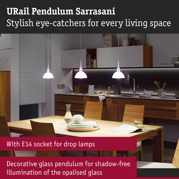 Paulmann URail Hängande Sarrasani E14 max. 20W dimbar 230V Signal vit