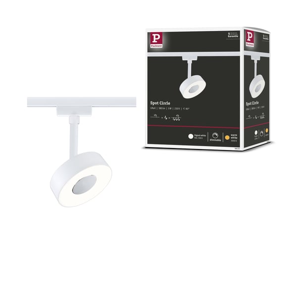 Paulmann URail Spotlight för strömskenor Circle 180lm 5W 3000K dimbar 230V Signal vit