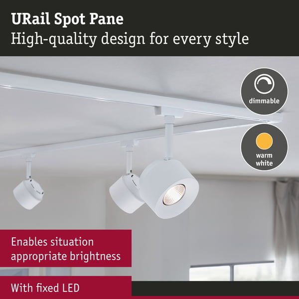 Paulmann URail Spotlight för strömskenor Pane 650lm 7,4W 3000K dimbar 230V Signal vit