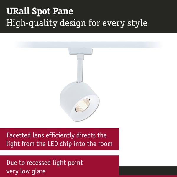 Paulmann URail Spotlight för strömskenor Pane 650lm 7,4W 3000K dimbar 230V Signal vit