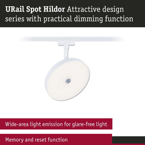 Paulmann URail Spotlight för strömskenor 3-Step-Dim Hildor 850lm 15W 3000K dimbar 230V Signal vit