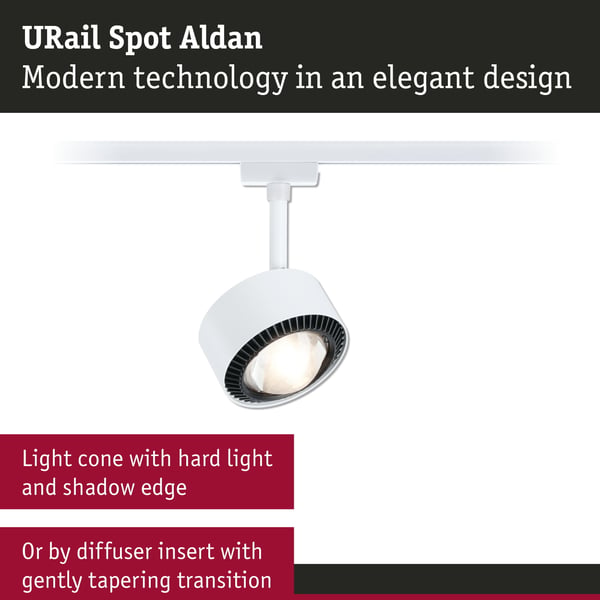 Paulmann URail Spotlight för strömskenor Aldan 470lm 8W 3000K dimbar 230V Signal vit