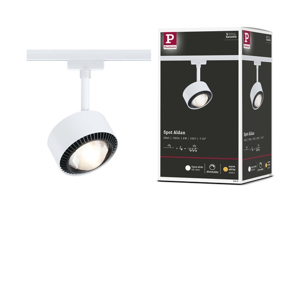 Paulmann URail Spotlight för strömskenor Aldan 470lm 8W 3000K dimbar 230V Signal vit