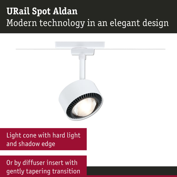 Paulmann URail Spotlight för strömskenor Aldan 470lm 8W 4000K dimbar 230V Signal vit
