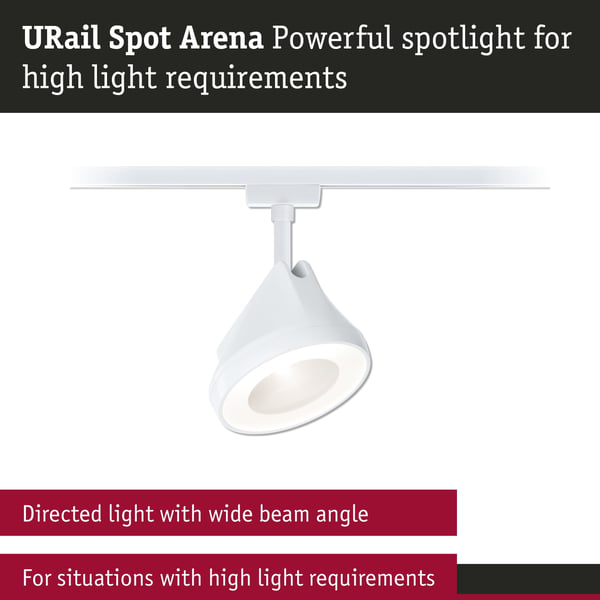 Paulmann URail Spotlight för strömskenor Arena 850lm 15W 2700K dimbar 230V Signal vit
