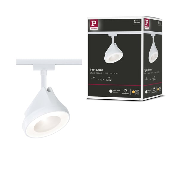 Paulmann URail Spotlight för strömskenor Arena 850lm 15W 2700K dimbar 230V Signal vit
