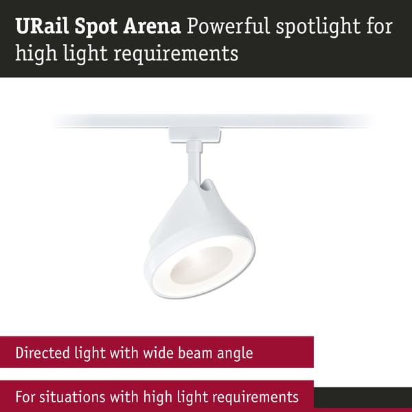 Paulmann URail Spotlight för strömskenor Arena 900lm 15,1W 4000K dimbar 230V Signal vit