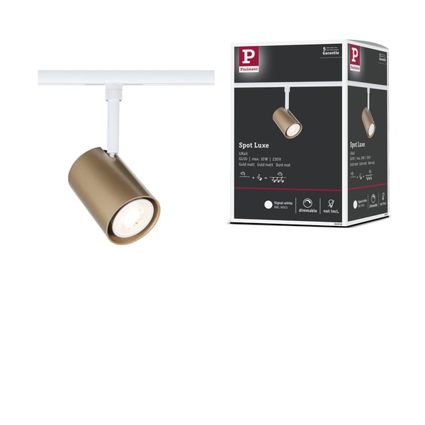 URail Spotlight för strömskenor Luxe GU10 max. 10W dimbar 230V Guld matt, Signal vit
