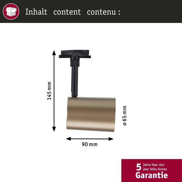 Paulmann URail Spotlight för strömskenor Luxe GU10 max. 10W dimbar 230V Guld matt, Svart matt