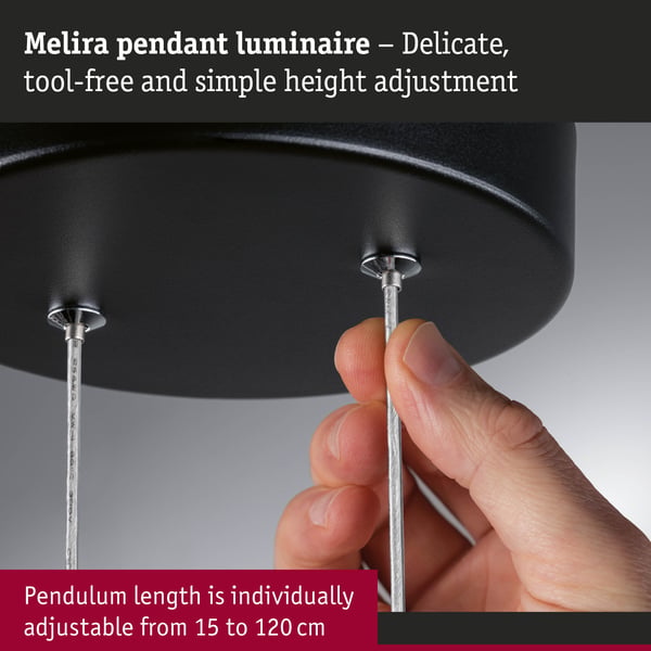 Paulmann LEDpendellampa 3-Step-Dim Melira 2700K 1690lm 24W Svart matt, Guld dimbar